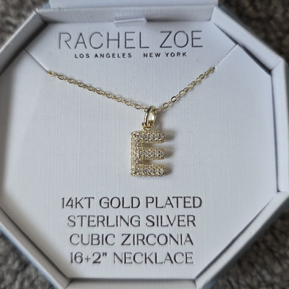Rachel Zoe Letter "E" Necklace, 14K Gold Plated Sterling Silver - Picture 1 of 4